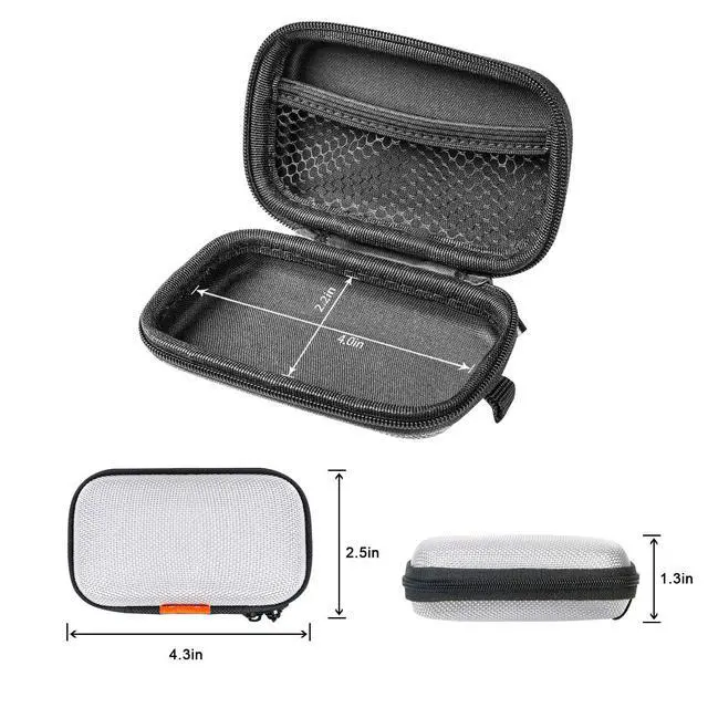 Alt view image 4 of 7 - Silver Small EVA Electronic Carrying Case, Hard Shell Zipper Pouch | Protection Bag for Earbud, Wired Earpiece, Bluetooth Headset, Charger, Cell Phone Accessories, Gadgets