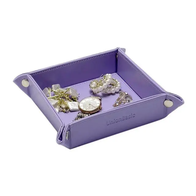 Alt view image 4 of 7 - Small Valet Tray, Jewelry Tray for Rings Watches Earrings, Entryway Catchall Caddy for Coins Keys Change, Nightstand Bedside Valet Holder, Trays for Electronic Gadgets, Purple