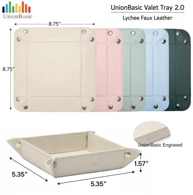 Alt view image 3 of 7 - Valet Tray, Jewelry Tray for Rings Earrings, Entryway Catchall Caddy for Coins Keys Change, Nightstand Organizer Bedside Valet Holder, Trays for Electronic Gadgets, Lychee Pearl Blush