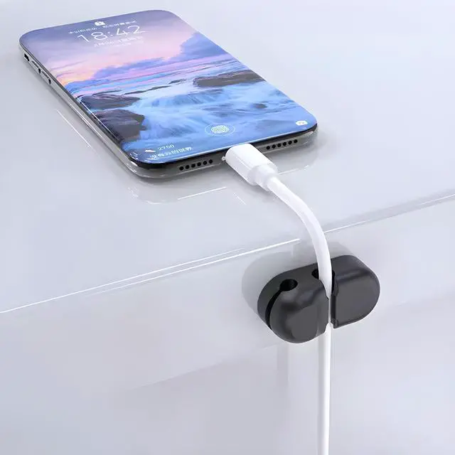 Main image of 2-Clip Multi USB Cable Organizer Cord Management Charger Clip Wire Holder for Desktop Office Home Nightstand