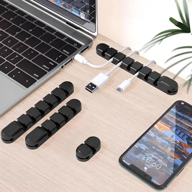 Alt view image 2 of 5 - 2-Clip Multi USB Cable Organizer Cord Management Charger Clip Wire Holder for Desktop Office Home Nightstand