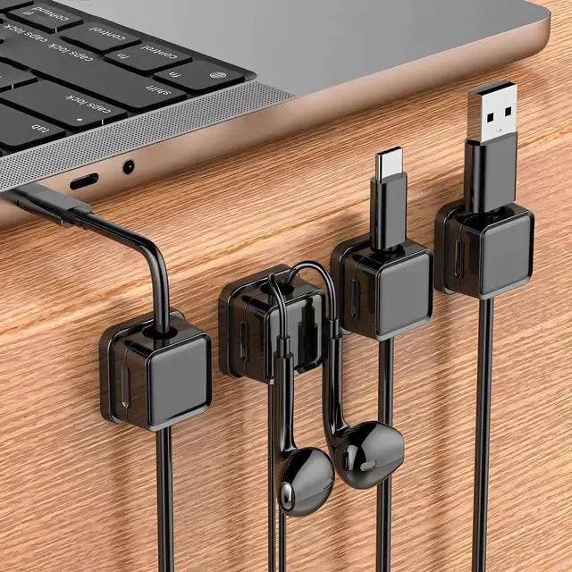 Alt view image 3 of 5 - 8 Pack Cable Clips Cord Holder, Cord Organizers and Accessories Under Desk Cable Management for Home Office Desk Phone Car Wall Desktop Nightstand, Black