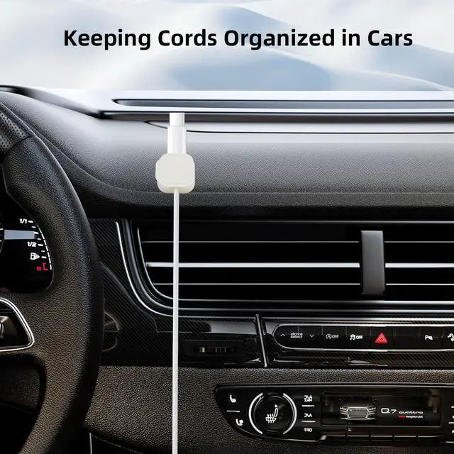 Alt view image 5 of 7 - 6 Pcs Magnetic Cable Clips, Cable Management, Office Desk Accessories, Cord Organizer, Cable Smooth Adjustable,for Desk, Wall, Car, Motorcycle,Home Office, Phone Cable Management (White)