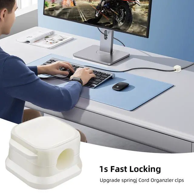 Alt view image 7 of 7 - 6 Pcs Magnetic Cable Clips, Cable Management, Office Desk Accessories, Cord Organizer, Cable Smooth Adjustable,for Desk, Wall, Car, Motorcycle,Home Office, Phone Cable Management (White)