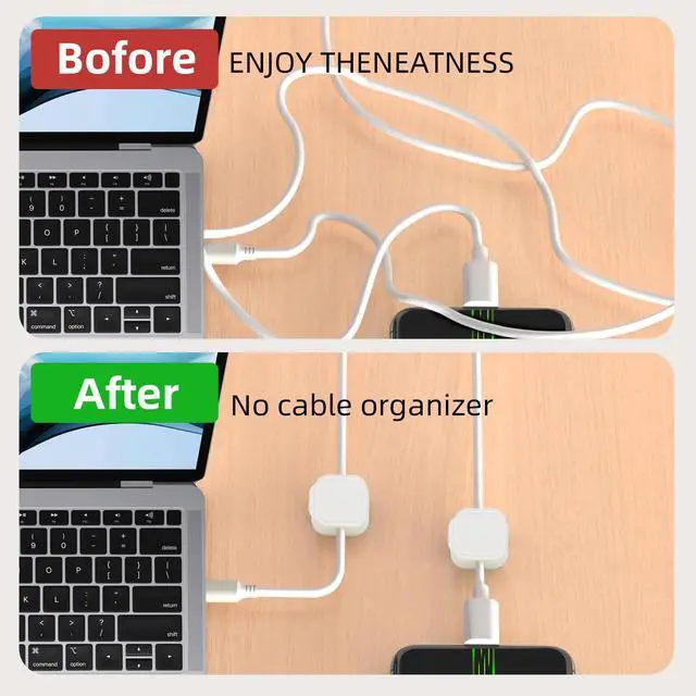 Alt view image 6 of 7 - 6 Pcs Magnetic Cable Clips, Cable Management, Office Desk Accessories, Cord Organizer, Cable Smooth Adjustable,for Desk, Wall, Car, Motorcycle,Home Office, Phone Cable Management (White)