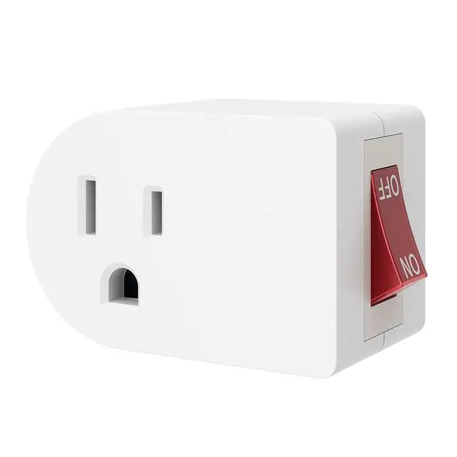 Alt view image 3 of 6 - 2 Pack Grounded Outlet Wall Tap Adapter with On/Off Power SwitchSingle Outlet with Switch in White