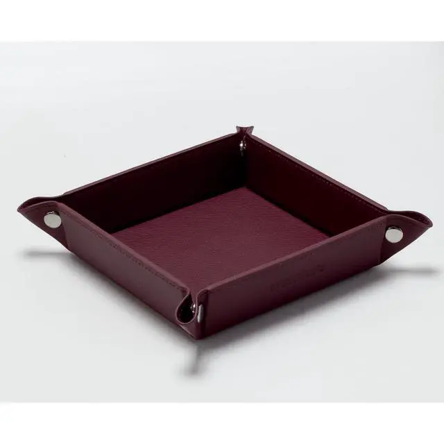 Alt view image 6 of 7 - Small Jewelry Tray for Rings Watches Earrings, Entryway Catchall Caddy for Coins Keys Change, Nightstand Bedside Valet Holder, Trays for Electronic Gadgets, Lychee Burgundy