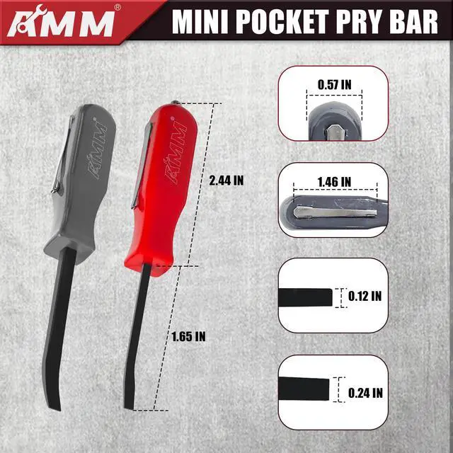 Alt view image 2 of 7 - 2 PCS Pocket Pry Bar Set, Mini Pry Bar with Magnet Top and Pocket Clip, 4.5" Small Pry Bar for Home Office, Car Repair Gadgets, Electronics and Mechanics Repair