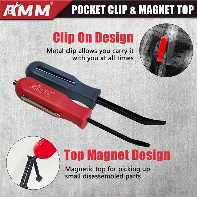 Alt view image 3 of 7 - 2 PCS Pocket Pry Bar Set, Mini Pry Bar with Magnet Top and Pocket Clip, 4.5" Small Pry Bar for Home Office, Car Repair Gadgets, Electronics and Mechanics Repair