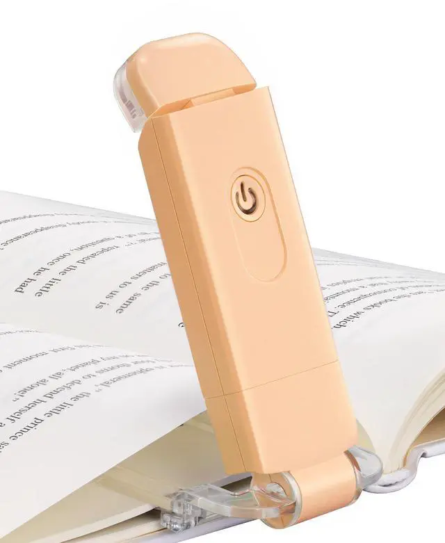Main image of LED USB Rechargeable Book Light, Clip on Reading Light Peach Fuzz | 4 Brightness Adjustable, Flexible Lighting Angle, 2 LED Beads, Amber & Warm White Glow, Perfect for Bookworms, Kids