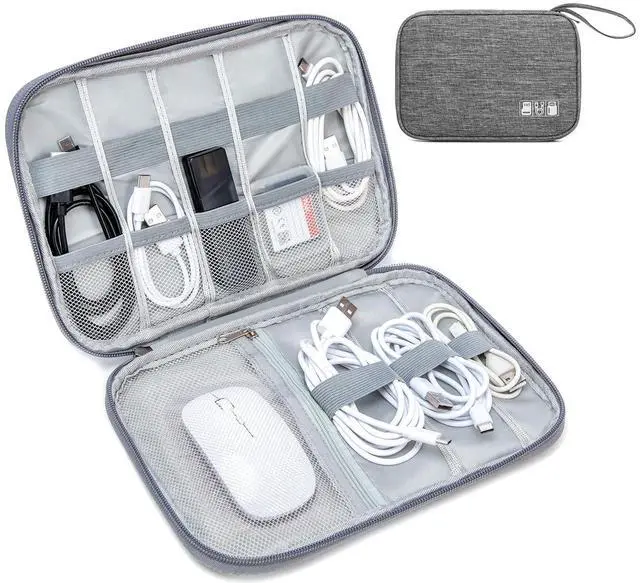 Main image of Electronic Organizer Case for Chargers, Cables & Tech Accessories | Organize chargers, cables, power banks and gadgets with elastic loops and mesh pockets in a slim travel-friendly design