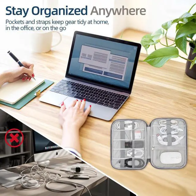 Alt view image 6 of 7 - Electronic Organizer Case for Chargers, Cables & Tech Accessories | Organize chargers, cables, power banks and gadgets with elastic loops and mesh pockets in a slim travel-friendly design