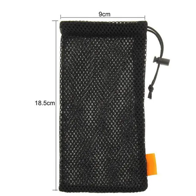 Alt view image 3 of 6 - 5-Pack Nylon Mesh Drawstring Storage Pouch Bag - 3.5 x 7.3 Inch Multi Purpose Travel & Outdoor Activity Pouch for Cell Phone,Sunglass,Electronic Gadgets, Black