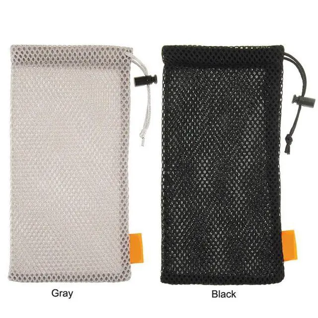 Alt view image 6 of 6 - 5-Pack Nylon Mesh Drawstring Storage Pouch Bag - 3.5 x 7.3 Inch Multi Purpose Travel & Outdoor Activity Pouch for Cell Phone,Sunglass,Electronic Gadgets, Black