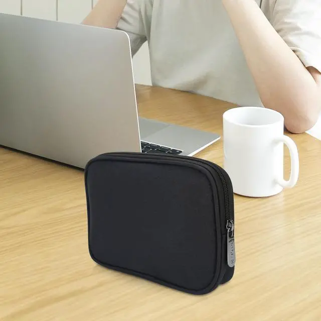 Alt view image 3 of 6 - Travel Tech Organizer Bag (8.66" x 5.51") Canvas Electronics Accessories Case for Mouse, USB-C Charger, Cables, Power Bank, SSD, Dongle, Hub & Earphone | Toiletry & Cosmetics Pouch | Black