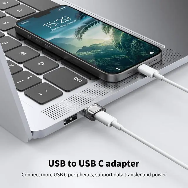 Alt view image 2 of 6 - USB-A to USB-C Adapter 10 Pack, USBC Female to A Male OTG Charger, USB to USBC Converter for iPhone 15 Plus Pro Max/Apple Watch Ultra iWatch/AirPods/iPad Air/Car/Galaxy S24 S23 S22 Ultra