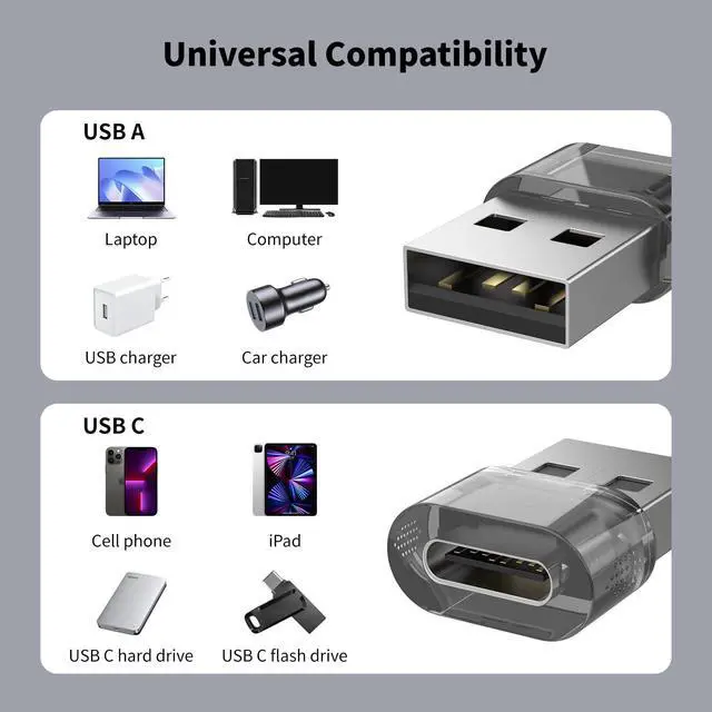 Alt view image 5 of 6 - USB-A to USB-C Adapter 10 Pack, USBC Female to A Male OTG Charger, USB to USBC Converter for iPhone 15 Plus Pro Max/Apple Watch Ultra iWatch/AirPods/iPad Air/Car/Galaxy S24 S23 S22 Ultra