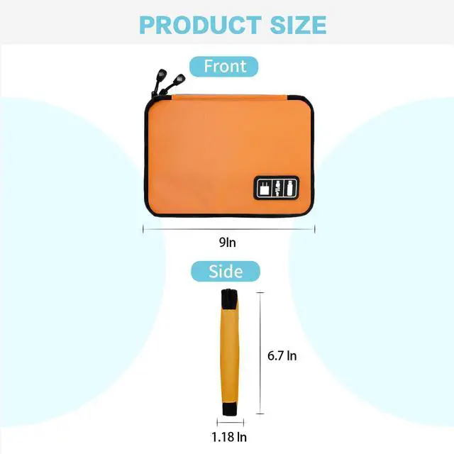 Alt view image 3 of 5 - Electronics Travel Organizer,Portable Waterproof Electronic Travel Storage Bag for Small Charging Cord Storage,Charger,SD Card etc,for Travel,Business-Orange Green