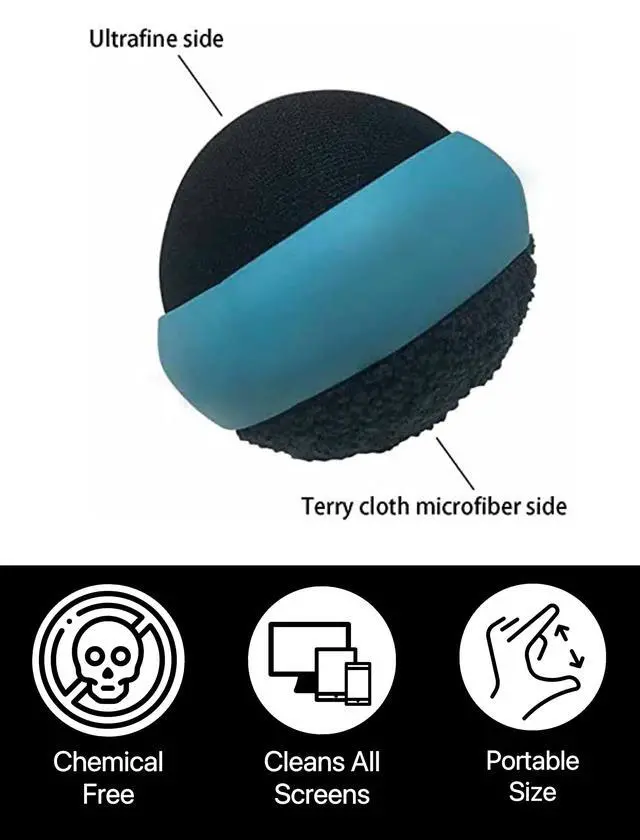 Alt view image 4 of 6 - Awesome Screen Cleaning Ball, Dual Action Microfiber Cloth, for Touch Screen Smart Phones/Tablets/Laptops, Pack of 3