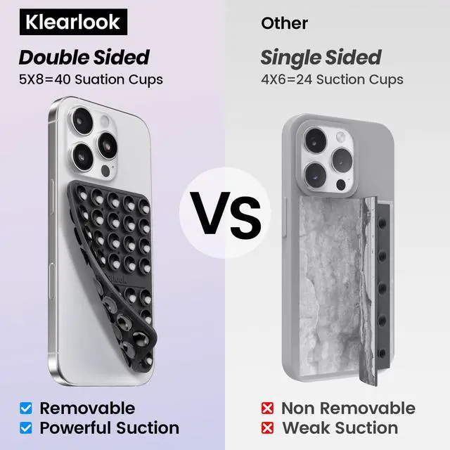 Alt view image 3 of 6 - Silicone Double Sided Suction Cup Phone Case Mount, Transparent | Sticky Phone Grip with Higher Suction Power for iPhone, Hands-Free Phone Accessories Holder for Selfies and Videos