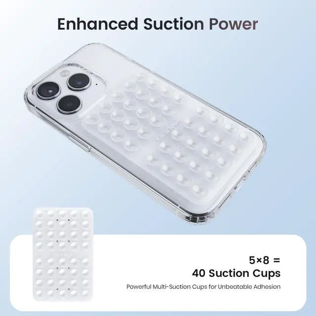 Alt view image 4 of 6 - Silicone Double Sided Suction Cup Phone Case Mount, Transparent | Sticky Phone Grip with Higher Suction Power for iPhone, Hands-Free Phone Accessories Holder for Selfies and Videos