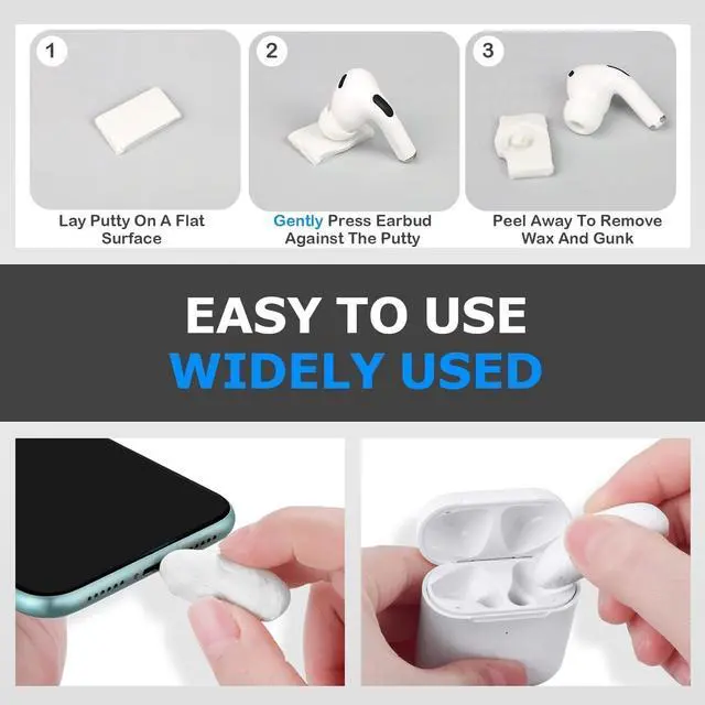Alt view image 2 of 5 - 1 Pack Cleaning Putty for AirPods Cleaner Kit, White | 24pcs 0.6"*0.9" Cleaning Puttys, Large Particles, Dust Removal, for AirPods Pro, Charge Port, Keyboard, Phone, Electronics