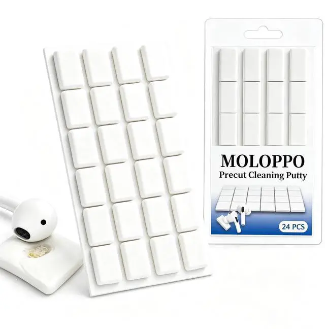 Main image of 1 Pack Cleaning Putty for AirPods Cleaner Kit, White | 24pcs 0.6"*0.9" Cleaning Puttys, Large Particles, Dust Removal, for AirPods Pro, Charge Port, Keyboard, Phone, Electronics