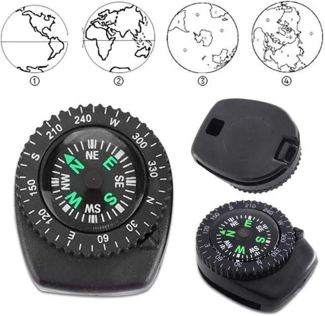 Alt view image 2 of 7 - Black Button Compass Mini Survival Compass Compass for Hiking Oil Filled Compass Mini Pocket Compass for Camping, Hiking, Boating Electronics and Gadgets