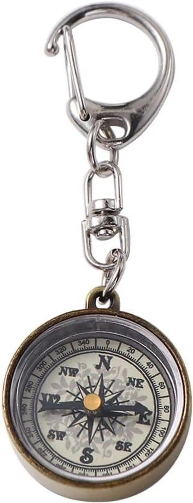 Main image of Gold Vintage Zinc Alloy Metal Compass with Chain, Key Ring Camping Compass Keychain Navigation Tools Key Ring,Compasses Electronics and Gadgets Recreation Accessories