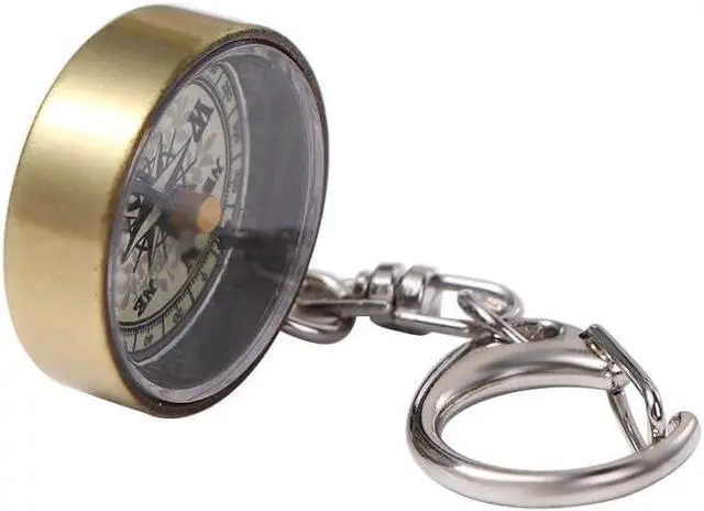 Alt view image 7 of 7 - Gold Vintage Zinc Alloy Metal Compass with Chain, Key Ring Camping Compass Keychain Navigation Tools Key Ring,Compasses Electronics and Gadgets Recreation Accessories