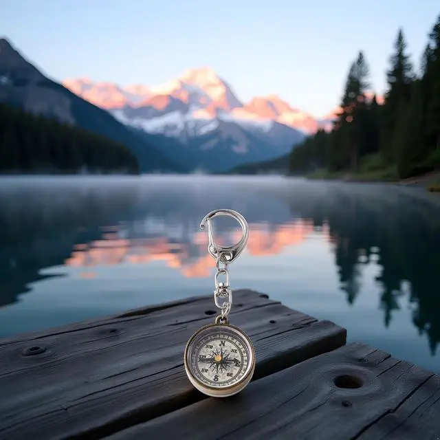 Alt view image 6 of 7 - Gold Vintage Zinc Alloy Metal Compass with Chain, Key Ring Camping Compass Keychain Navigation Tools Key Ring,Compasses Electronics and Gadgets Recreation Accessories