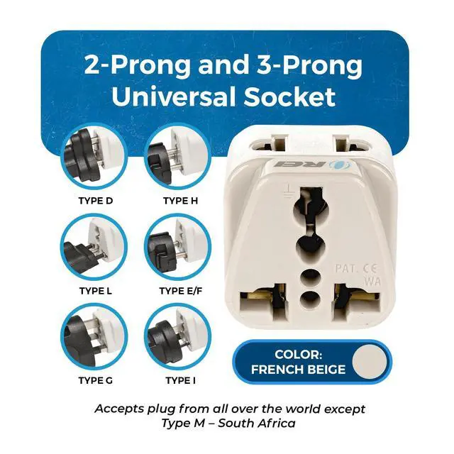 Alt view image 3 of 7 - USA, Japan, Philippines & More (Type B) Travel Adapter Plug - 2 in 1 - CE Certified - RoHS Compliant - 4 Pack - White Color (DB-5-4PK)