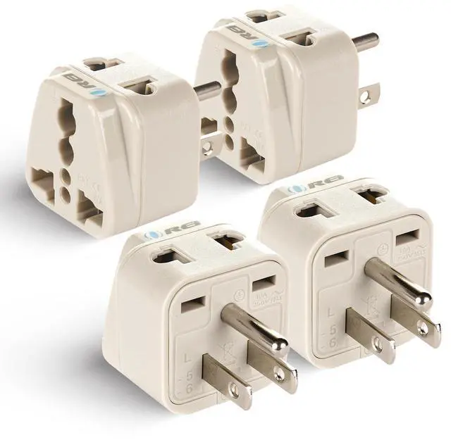 Main image of USA, Japan, Philippines & More (Type B) Travel Adapter Plug - 2 in 1 - CE Certified - RoHS Compliant - 4 Pack - White Color (DB-5-4PK)