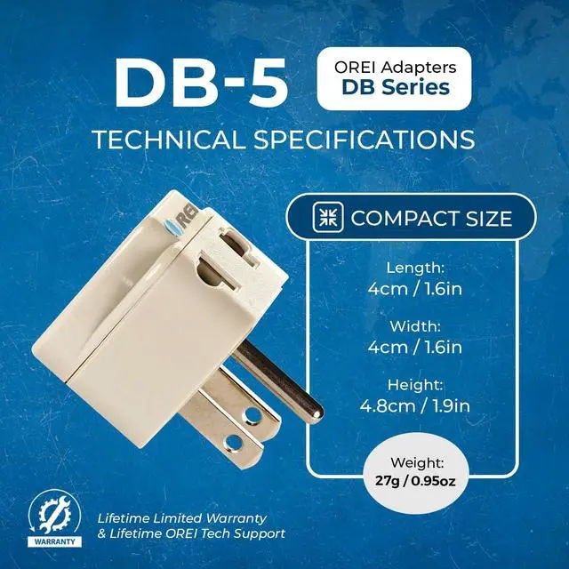 Alt view image 6 of 7 - USA, Japan, Philippines & More (Type B) Travel Adapter Plug - 2 in 1 - CE Certified - RoHS Compliant - 4 Pack - White Color (DB-5-4PK)