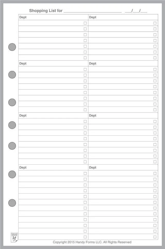Main image of FC Classic Shopping List. 50 Sheets, 5.5" x 8.5" | For 7-Ring FC Binders. Incl. Store, Department and Check-Off, Ink-friendly heavyweight paper. Archival Quality.