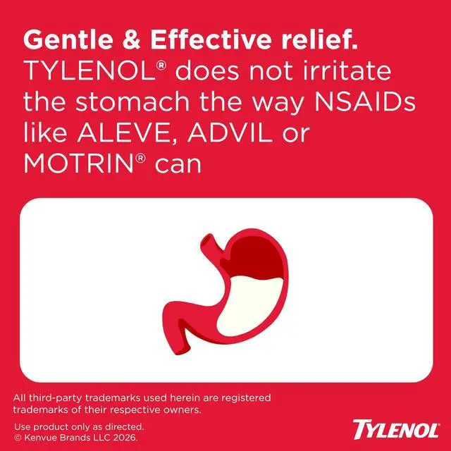Alt view image 3 of 7 - Extra Strength Caplets, 500 mg Acetaminophen, 100 Ct | Fast & Strong Pain Relief, Fever Reducer for Adults, Gentle on Stomach, For Headaches, Backaches & Minor Arthritis
