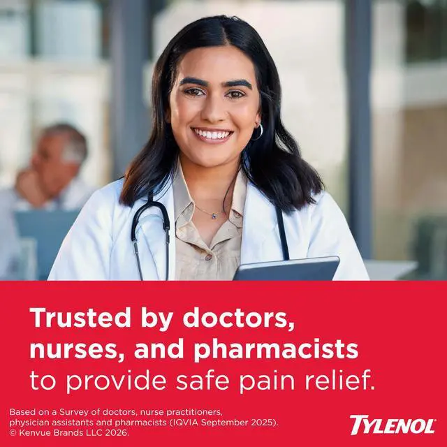 Alt view image 4 of 7 - Extra Strength Caplets, 500 mg Acetaminophen, 100 Ct | Fast & Strong Pain Relief, Fever Reducer for Adults, Gentle on Stomach, For Headaches, Backaches & Minor Arthritis