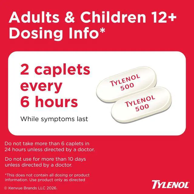 Alt view image 6 of 7 - Extra Strength Caplets, 500 mg Acetaminophen, 100 Ct | Fast & Strong Pain Relief, Fever Reducer for Adults, Gentle on Stomach, For Headaches, Backaches & Minor Arthritis