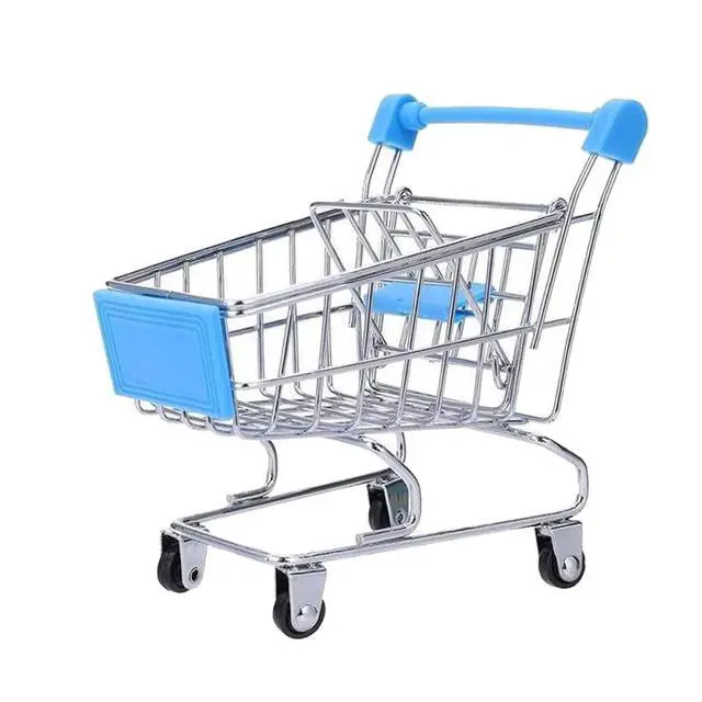 Alt view image 2 of 7 - Mini Shopping CartSupermarket Handcart Mini Shopping Cart Mini Supermarket Storage Toy Decorative Ornaments for Storage Toys (Toy Shopping cart Blue)