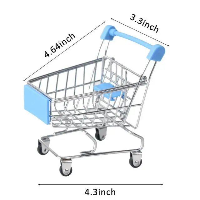 Alt view image 3 of 7 - Mini Shopping CartSupermarket Handcart Mini Shopping Cart Mini Supermarket Storage Toy Decorative Ornaments for Storage Toys (Toy Shopping cart Blue)