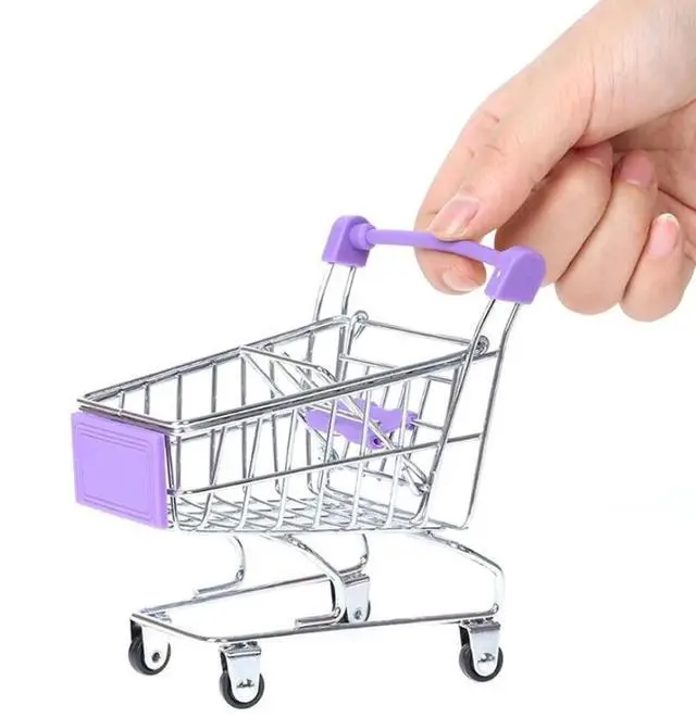 Alt view image 4 of 7 - Mini Shopping CartSupermarket Handcart Mini Shopping Cart Mini Supermarket Storage Toy Decorative Ornaments for Storage Toys (Toy Shopping cart Blue)