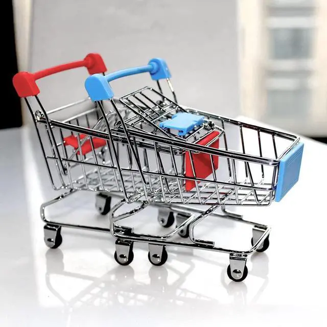 Alt view image 6 of 7 - Mini Shopping CartSupermarket Handcart Mini Shopping Cart Mini Supermarket Storage Toy Decorative Ornaments for Storage Toys (Toy Shopping cart Blue)