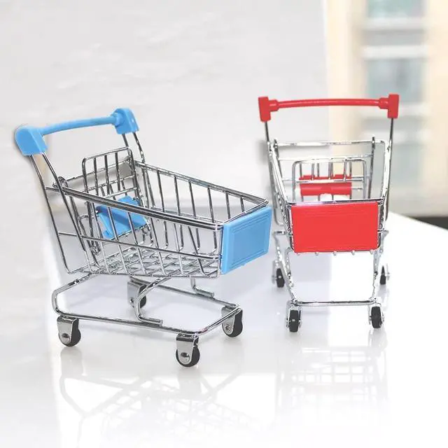 Alt view image 7 of 7 - Mini Shopping CartSupermarket Handcart Mini Shopping Cart Mini Supermarket Storage Toy Decorative Ornaments for Storage Toys (Toy Shopping cart Blue)