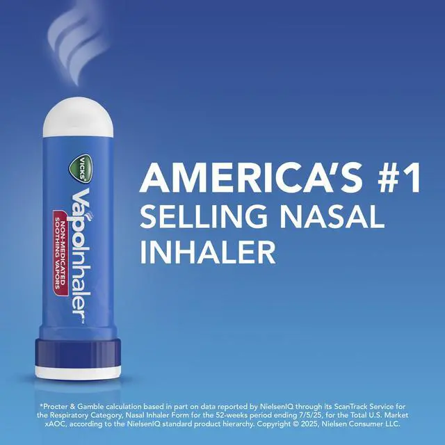 Alt view image 5 of 7 - VapoInhaler, On-the-Go Portable Nasal Inhaler, Non-Medicated, With Refreshing Vicks Vapors, Menthol Scent , 2 Scented Sticks
