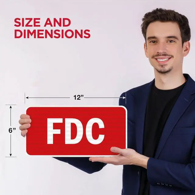 Alt view image 3 of 7 - FDC Sign 12" x 6", Fire Department Connection Sign, 60 MIL | Engineer Grade Honeycomb Reflective Aluminum, UV Protected, Pre-drilled holes and Weatherproof