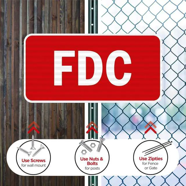 Alt view image 4 of 7 - FDC Sign 12" x 6", Fire Department Connection Sign, 60 MIL | Engineer Grade Honeycomb Reflective Aluminum, UV Protected, Pre-drilled holes and Weatherproof