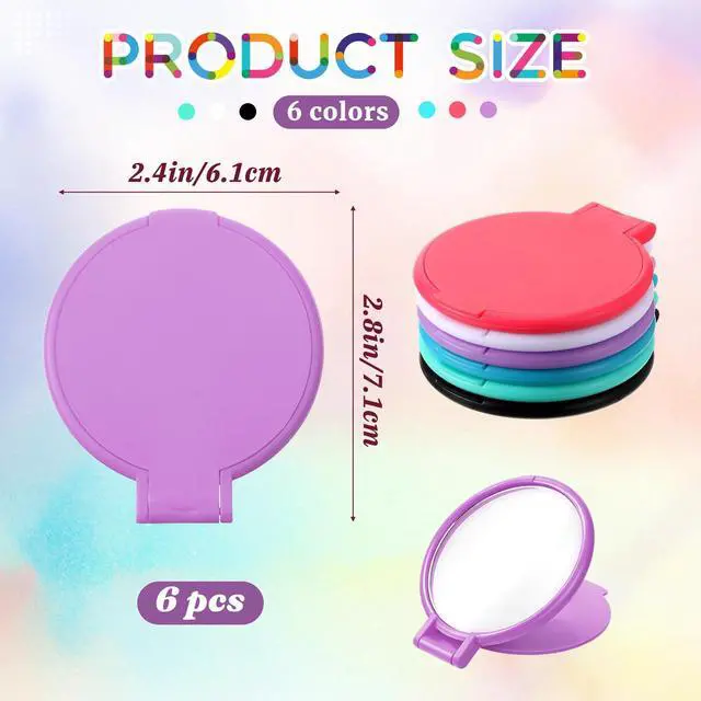 Alt view image 2 of 7 - 6 Pcs Compact Mirrors, 2.4 in Mini Vintage Pocket Mirrors | Mini Round Folding Mirror for Purse Small Portable Travel Makeup Mirror Women Girls Travel Daily Use Party Favors