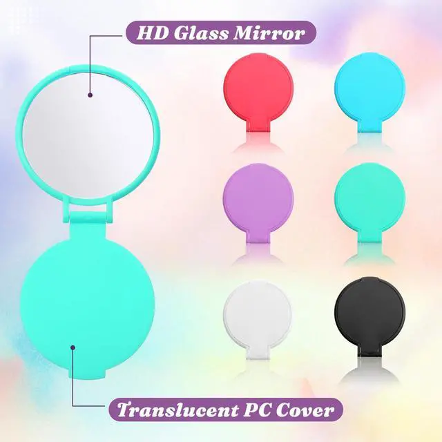 Alt view image 3 of 7 - 6 Pcs Compact Mirrors, 2.4 in Mini Vintage Pocket Mirrors | Mini Round Folding Mirror for Purse Small Portable Travel Makeup Mirror Women Girls Travel Daily Use Party Favors