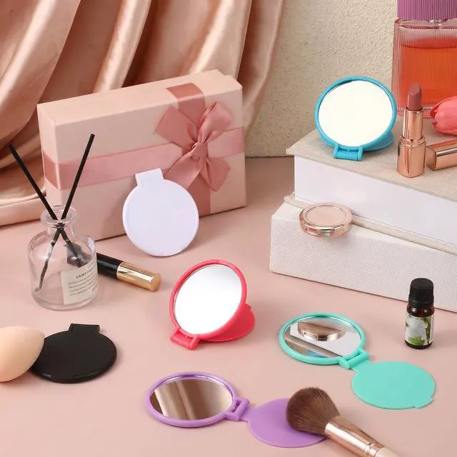 Alt view image 5 of 7 - 6 Pcs Compact Mirrors, 2.4 in Mini Vintage Pocket Mirrors | Mini Round Folding Mirror for Purse Small Portable Travel Makeup Mirror Women Girls Travel Daily Use Party Favors