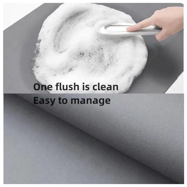 Alt view image 3 of 4 - Bath Mat-Rubber Backing Non SlipThin Bathroom Rugs Fit Under Door- Quick Dry Absorbent Faux Suede Surface Grey Bathroom Floor Mats-Shower Rug for in Front of Bathtub Shower Gray 24x17